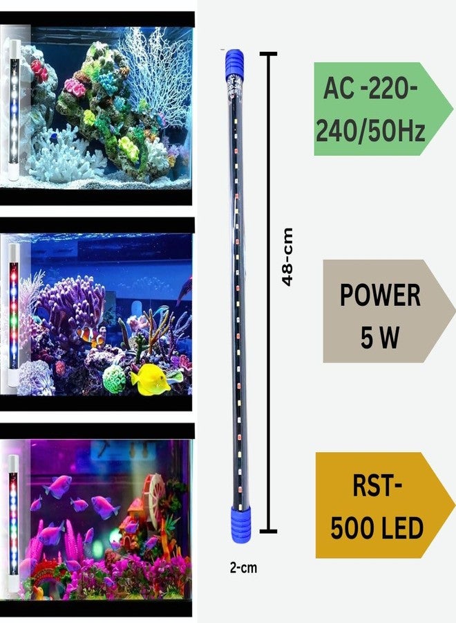 PET FUN RST-500LED LED Submersible Lamp | Aquarium Light | Waterproof Fish Tank Light | Energy-Efficient Underwater Lighting | 5W | 220-240V AC | Eco-Friendly (1, 48 CM) - Image 5
